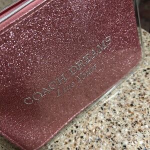 Coach Pink Glitter Pouch with Silver Accents